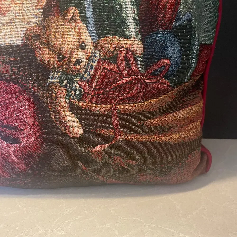 vintage Santa Claus tapestry pillow decorative cushion  Christams holiday bear